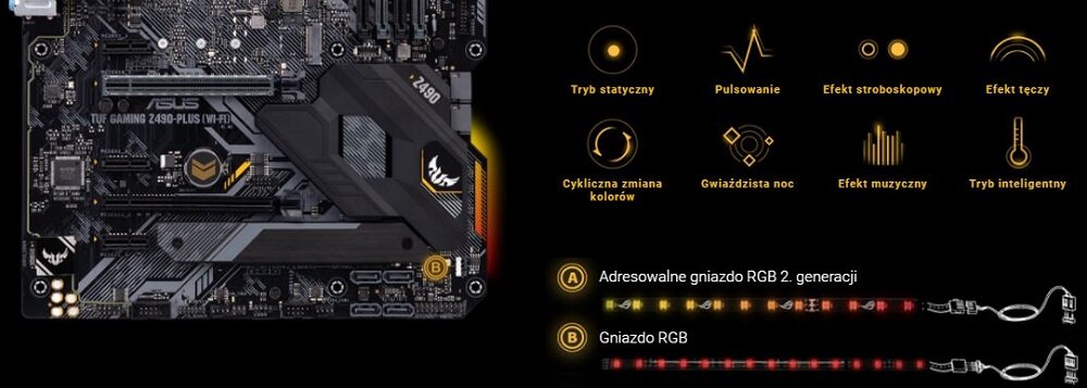 Płyta główna ASUS TUF Gaming Z490 Plus Wi-Fi - oswietlenie