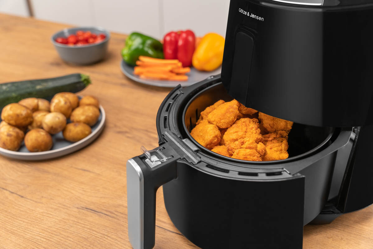 Frytkownica beztłuszczowa GÖTZE & JENSEN AF500K Air Fryer 1400W kosz 2,5L precyzja zakres tempertur