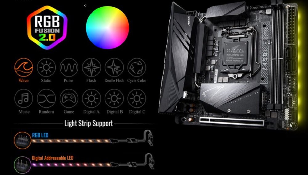 Płyta główna GIGABYTE Z490I Aorus Ultra - oswietlenie RGB