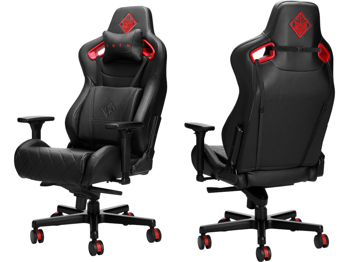 Fotel HP Omen Citadel 6KY97AA Czarno-czerwony siedzisko wielkość podłokietniki