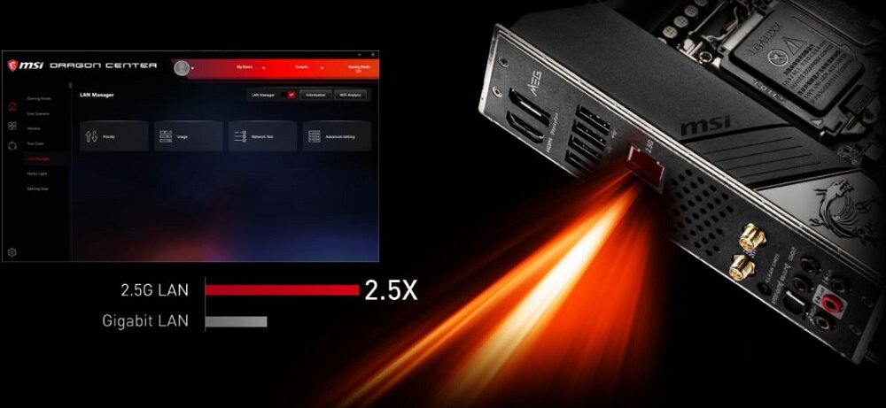 Płyta główna MSI Meg Z490I UNIFY - polaczenie sieciowe 