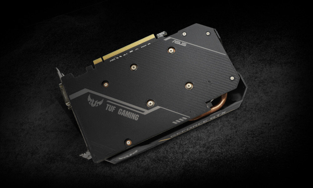Karta graficzna ASUS TUF GeForce GTX 1650 Gaming 4GB wytrzymałość Backplate ochrona awaryjność