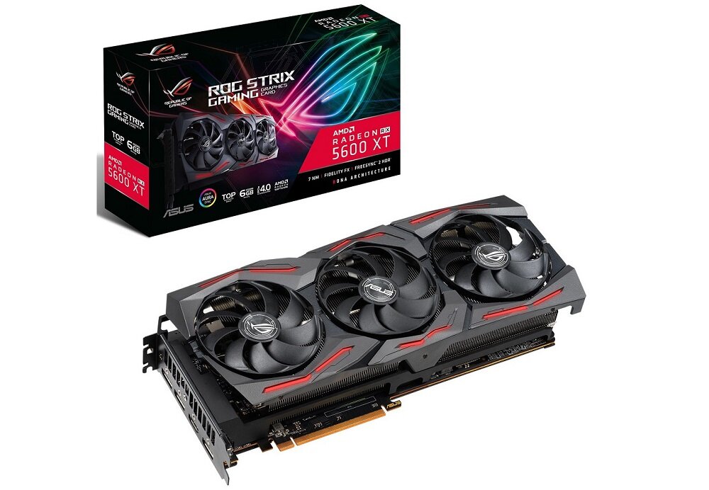 Karta Graficzna ASUS ROG Strix Radeon RX 5600 XT - wygląd ogólny opakowanie biblioteka API GDDR6 FullHD