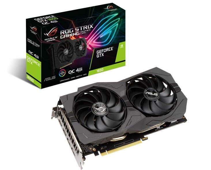 Karta graficzna ASUS Rog Strix GeForce GTX 1650 OC 4GB - opakowanie rozdzielczość 1080p fabrycznie przyśpiesozny procesor graficzny 4GB GDDR5 ASUS ROG