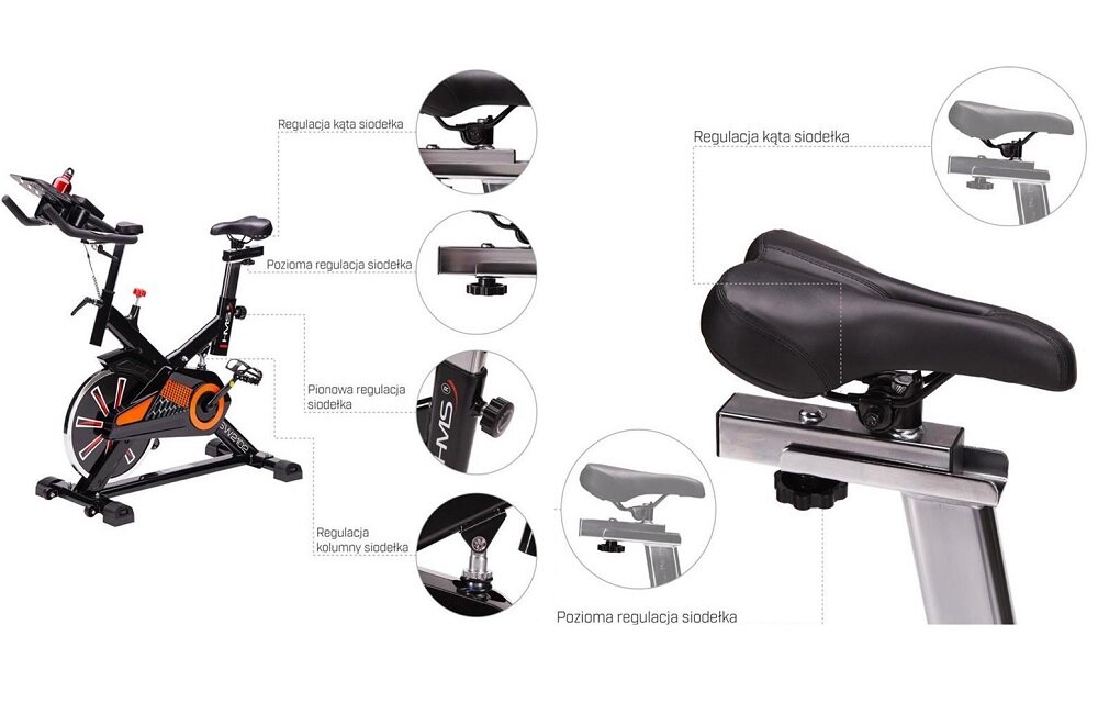 Rower spinningowy HMS SW2102 Dostosuj siedzisko regulacja nachylenia siodełka