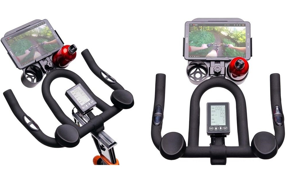 Rower spinningowy HMS SW2102 Funkcjonalny chwyt na tablet albo telefon