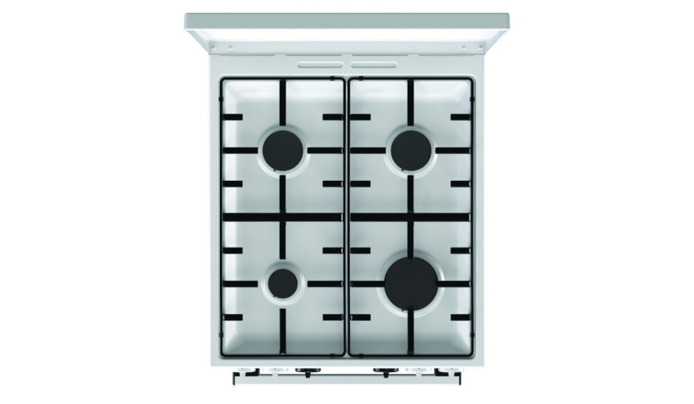 GORENJE-K5341WJ kuchenka palniki naczynia silver matte powłoka