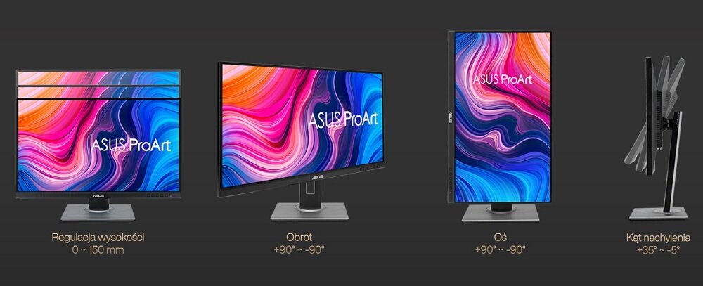 Monitor ASUS ProArt PA278QV Wszechstronny komfort dzięki ergonomicznej konstrukcji podstawki