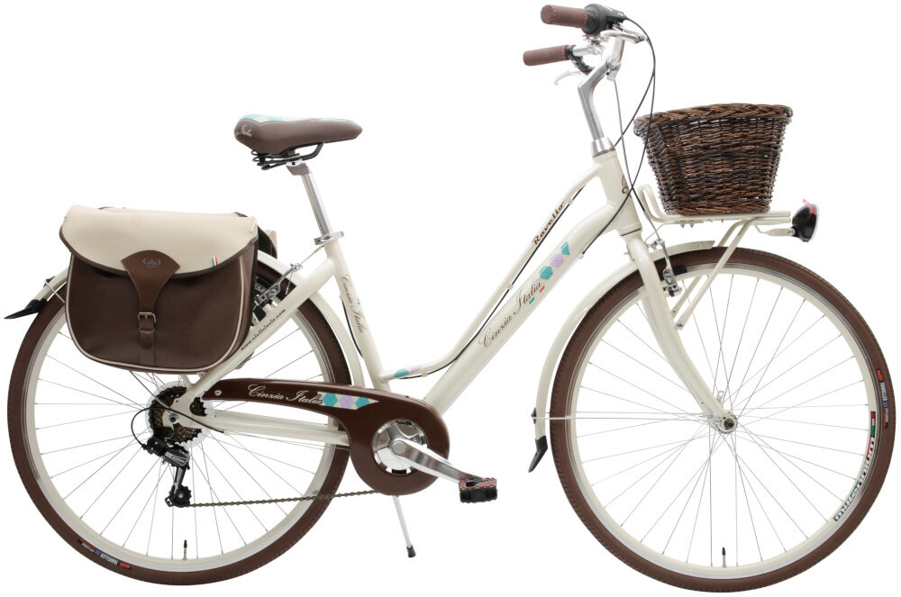 Rower miejski z koszykiem CINZIA Ravello 28 7B Kremowy wyglad front