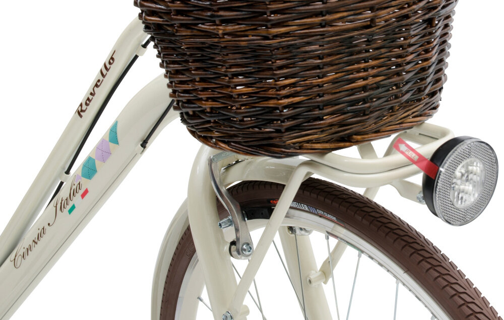 Rower miejski z koszykiem CINZIA Ravello 28 7B Kremowy  - hamulec v-brake