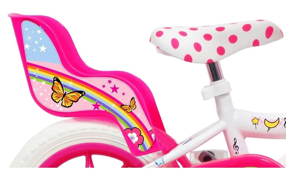 Rower dziecięcy DISNEY Unicorn 12 cali dla dziewczynki wygodne piankowe siodełko fotelik do przewożenia lalki