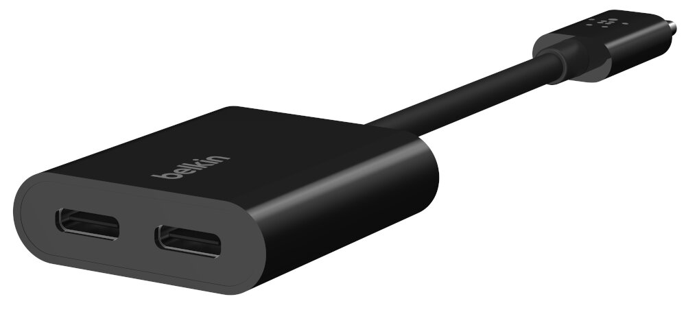 Adapter USB Typ-C - 2x USB Typ-C Belkin F7U081BTBLK małe wymiary dwa wejścia
