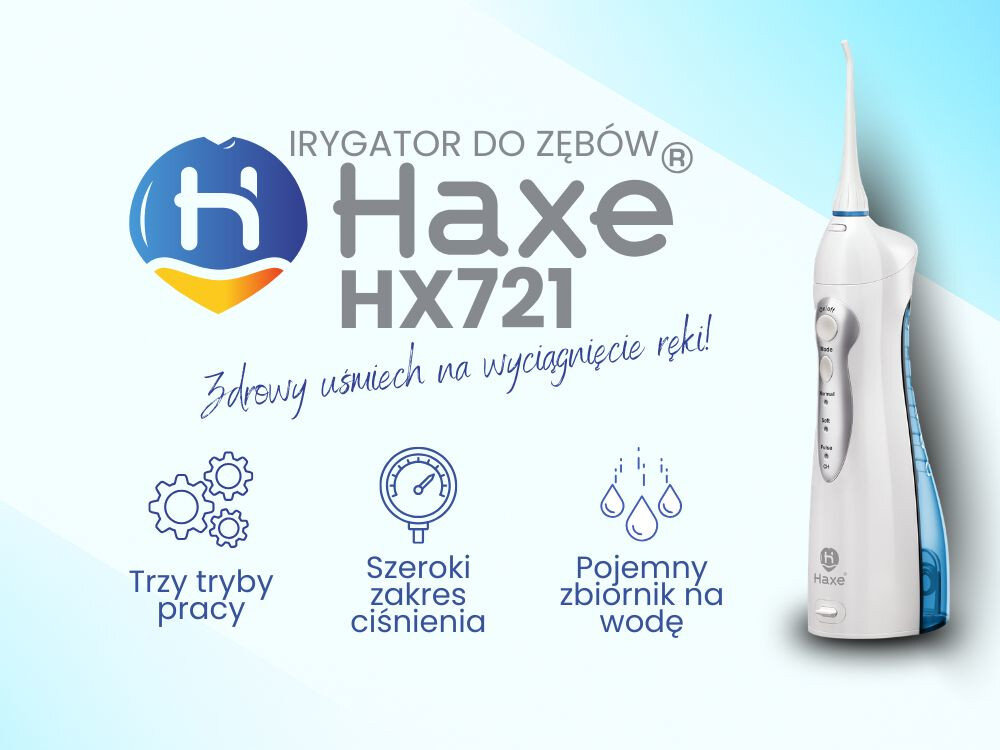 Irygator HAXE HX 721 design tło wizualizacja prezentacja Zadbaj o higienę jamy ustnej Profesjonalna higiena w domu