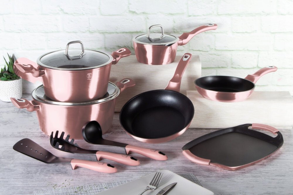 Zestaw garnków BERLINGER HAUS I-Rose Edition BH/6044 designerski element Różowa kolorystyka