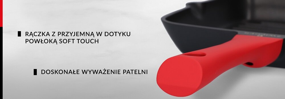 PATELNIA GRILL ZWIEGER OBSIDIAN wygodna rączka, zapobiega nagrzewaniu się, odpowiednie wyważenie