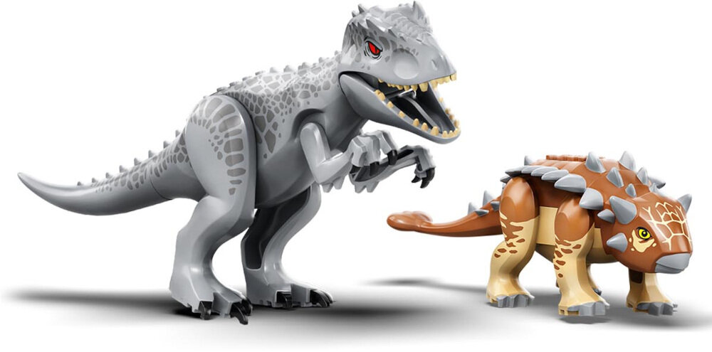 LEGO Jurassic World Indominus Rex kontra ankylozaur 75941 537 elementów zestaw konstrukcyjny do zabawy ozdoba od 8 lat figurki Indominusa rexa ankylozaura stacja kul żyroskopowych figurki dinozaurów są ruchome
