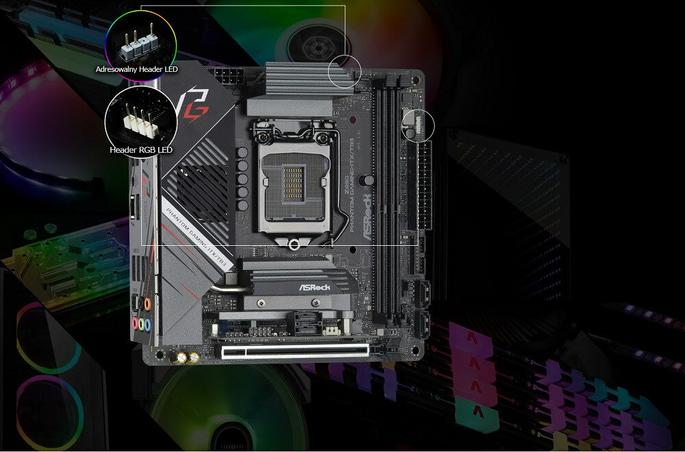 Płyta główna ASROCK Z490 Phantom Gaming ITX-TB3 - oswietlenie