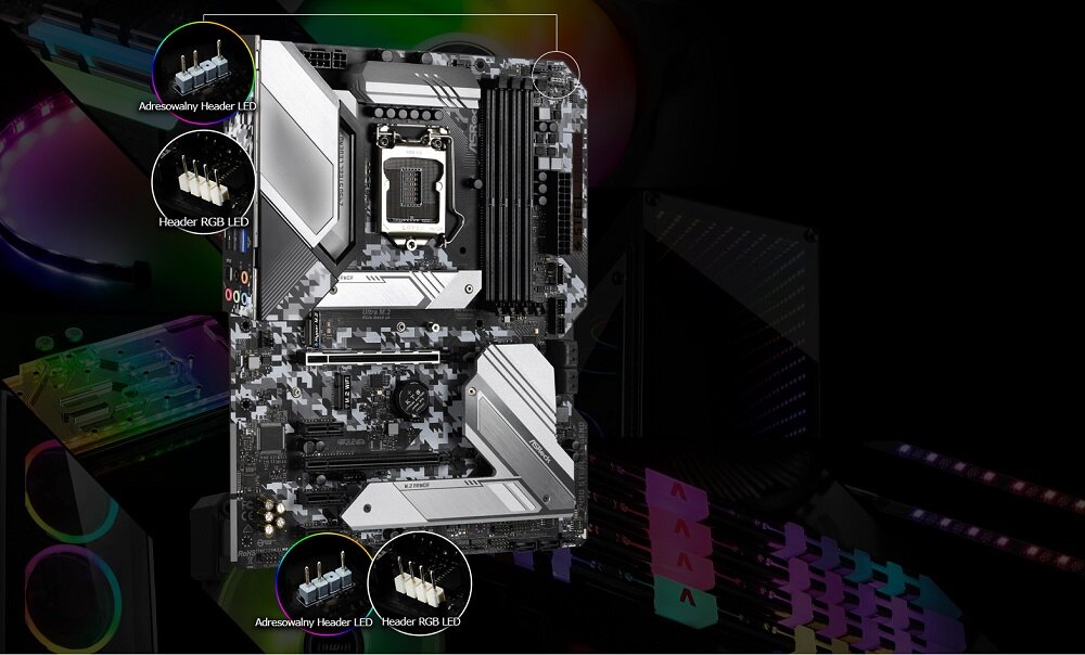 Płyta główna ASROCK Z490 Steel Legend - efekty LED