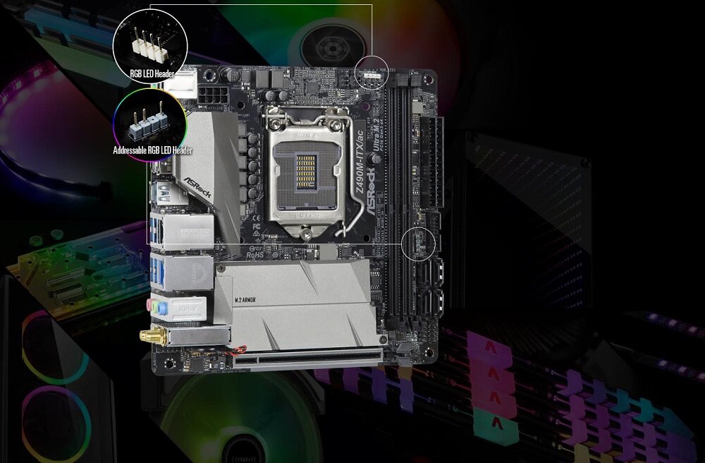 Płyta główna ASROCK Z490M-ITX-ac - oswietlenie