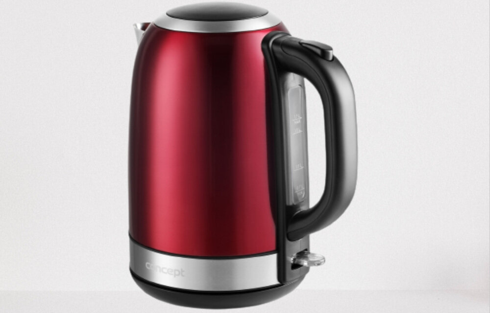 Czajnik CONCEPT RK3243 Czerwony schowek na przewod pojemnosc 1,7l obrotowa podstawa 360°C