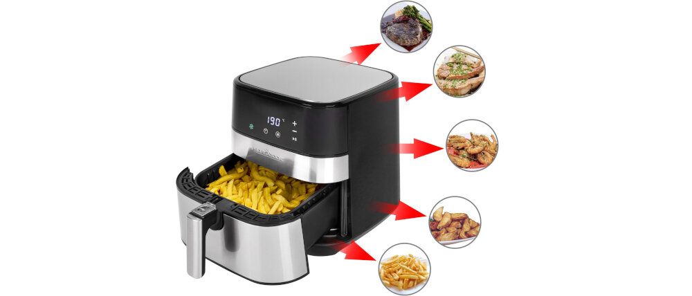 Frytkownica beztłuszczowa PROFI COOK PC-FR 1177 H programy funkcje mozliwosci wyswietlacz LED dotykowy panel sterowania temperatura