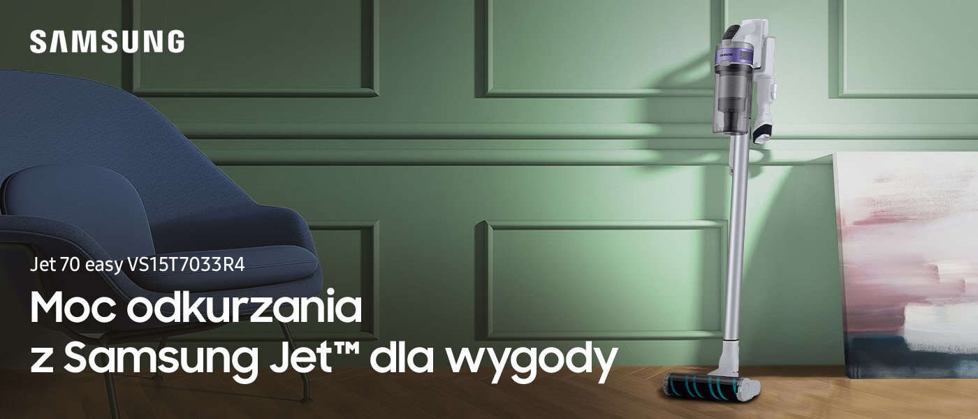 Odkurzacz bezprzewodowy Samsung Jet 70 easy, który zadba o nowoczesne wnętrza, jest już do nabycia w sieci sklepów Media Expert Odkurzacz bezprzewodowy Samsung Jet 70 easy, który zadba o nowoczesne wnętrza, jest już do nabycia w sieci sklepów Media Expert