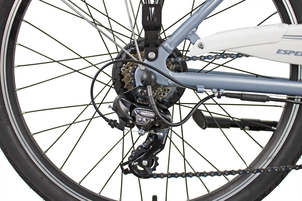 Rower elektryczny ESPERIA Provence D17 Jasnoniebieski mat  - Przerzutki shimano