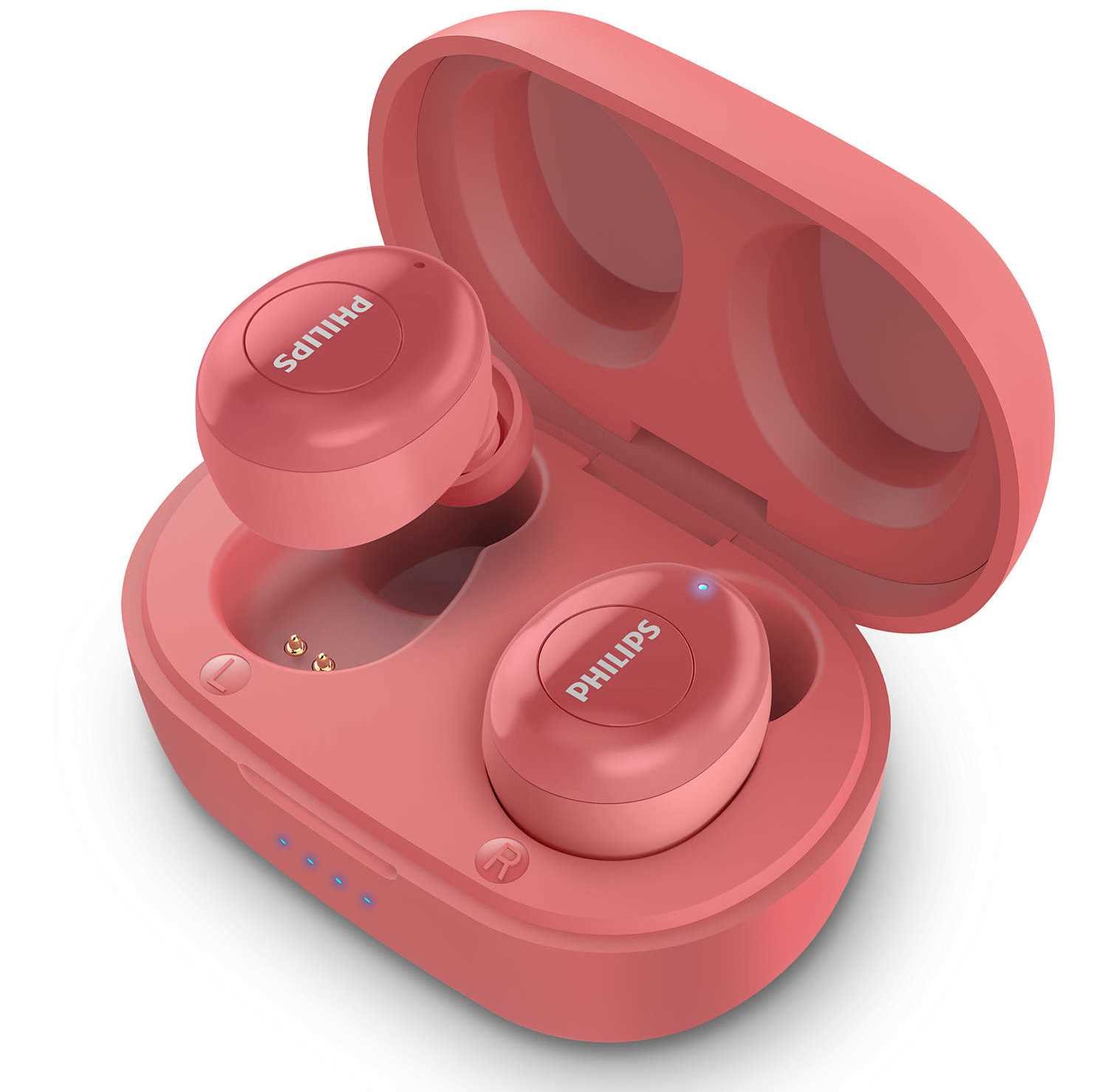 Słuchawki dokanałowe PHILIPS TAT2205 Czerwony - mikrofon