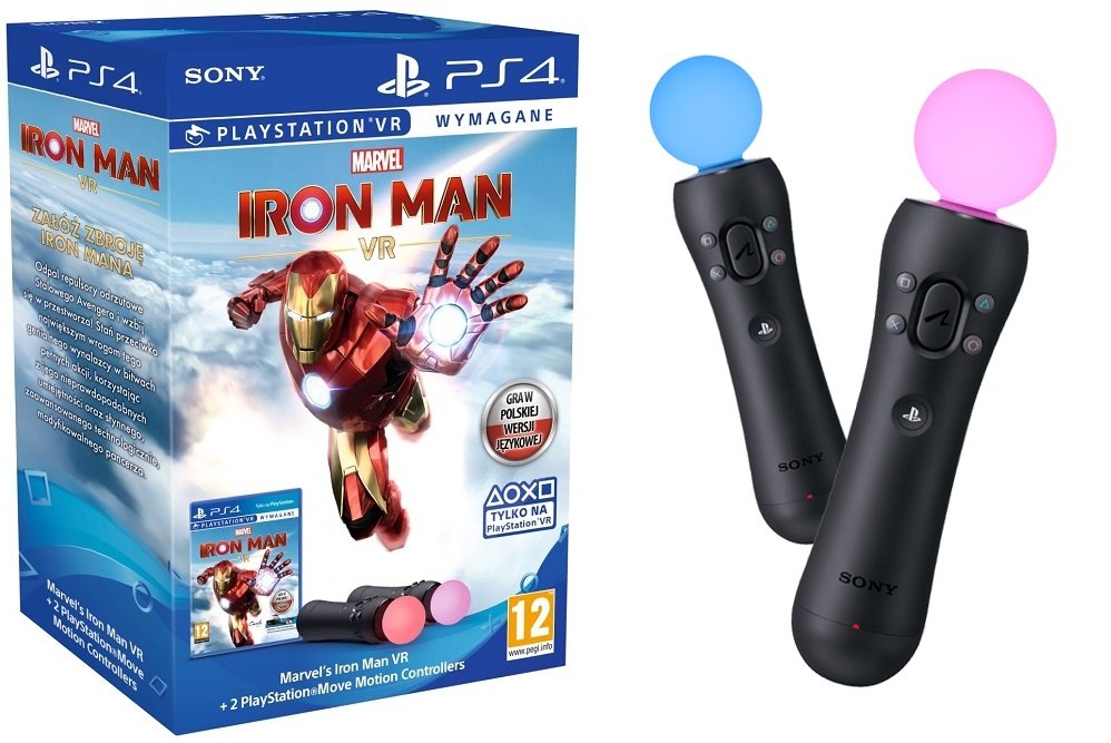 Kontroler SONY Double Move Motion Gra VR Marvels Iron Man kontroler ruchu PlayStation Move drgania wibracje