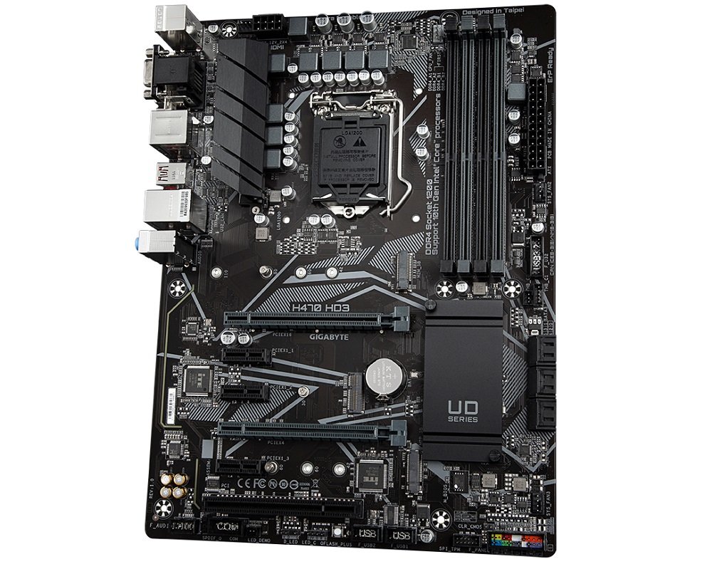Płyta główna GIGABYTE H470 HD3 wytrzymała trwała dodatkowe wzmocnienia układ sieciowy GbE LAN