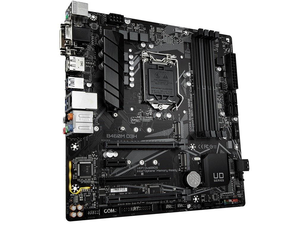 Płyta główna GIGABYTE B460M D3H system chłodzenia układ sieciowy Intel GbE LAN cFosSpeed