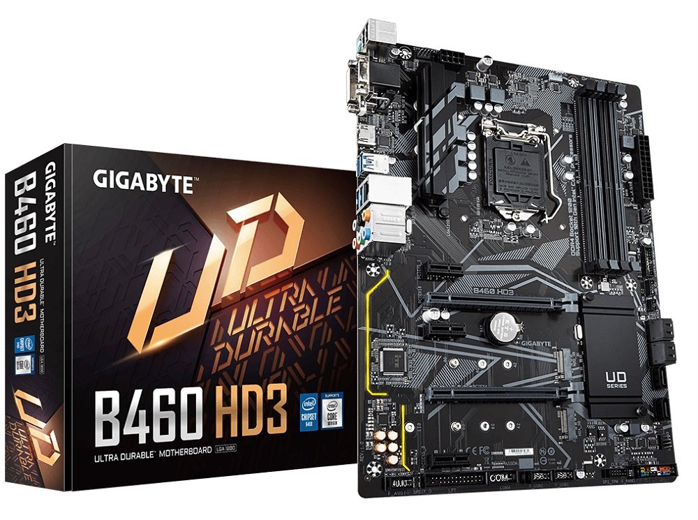 Płyta główna GIGABYTE B460 HD3 trwała wytrzymała dodatkowo zabezpieczona do dysków SSD