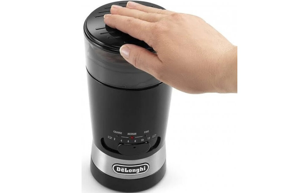 Mlynek do kawy DELONGHI KG210 Wyjmowany zbiornik ze stali nierdzewnej