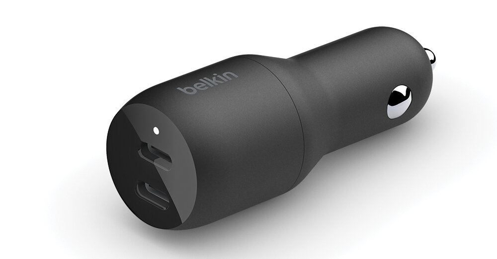 Ładowarka samochodowa BELKIN 2xUSB Typ-C 36W PD technologia szybkiego ładowania energia porty 