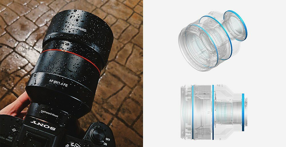 Obiektyw SAMYANG 85 mm f-1.4 Sony FE  optyka soczewki af autofocus przysłona ogniskowa bagnet montaż 