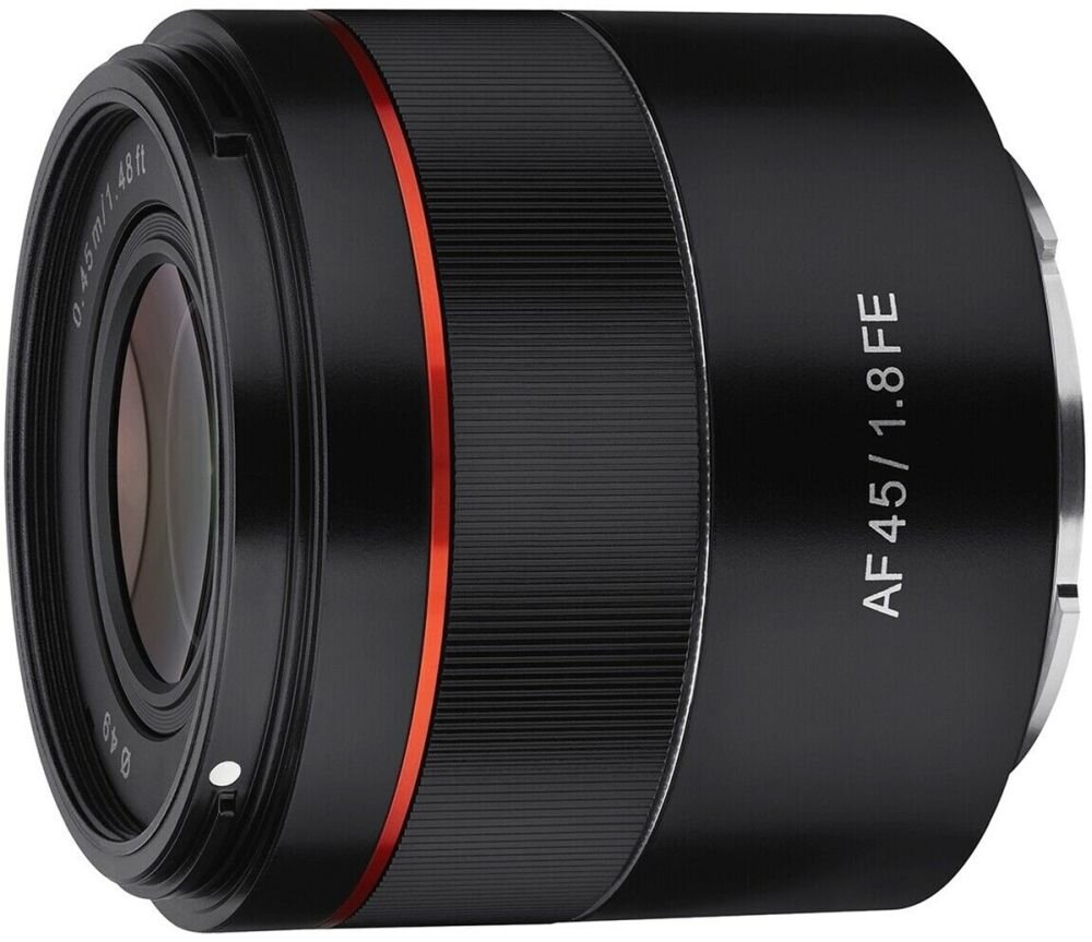 Obiektyw SAMYANG 45 mm f-1.8 Sony FE ogniskowa przysłona ostrość pierścienie optyka soczewki powłoki montaż bagnet światło jasność zoom filtry waga silnik stabilizacja