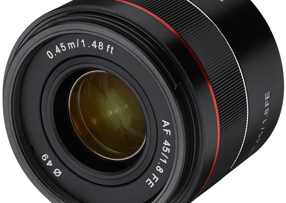 Obiektyw SAMYANG 45 mm f-1.8 Sony FE ogniskowa przysłona ostrość pierścienie optyka soczewki powłoki montaż bagnet światło jasność zoom filtry waga silnik stabilizacja