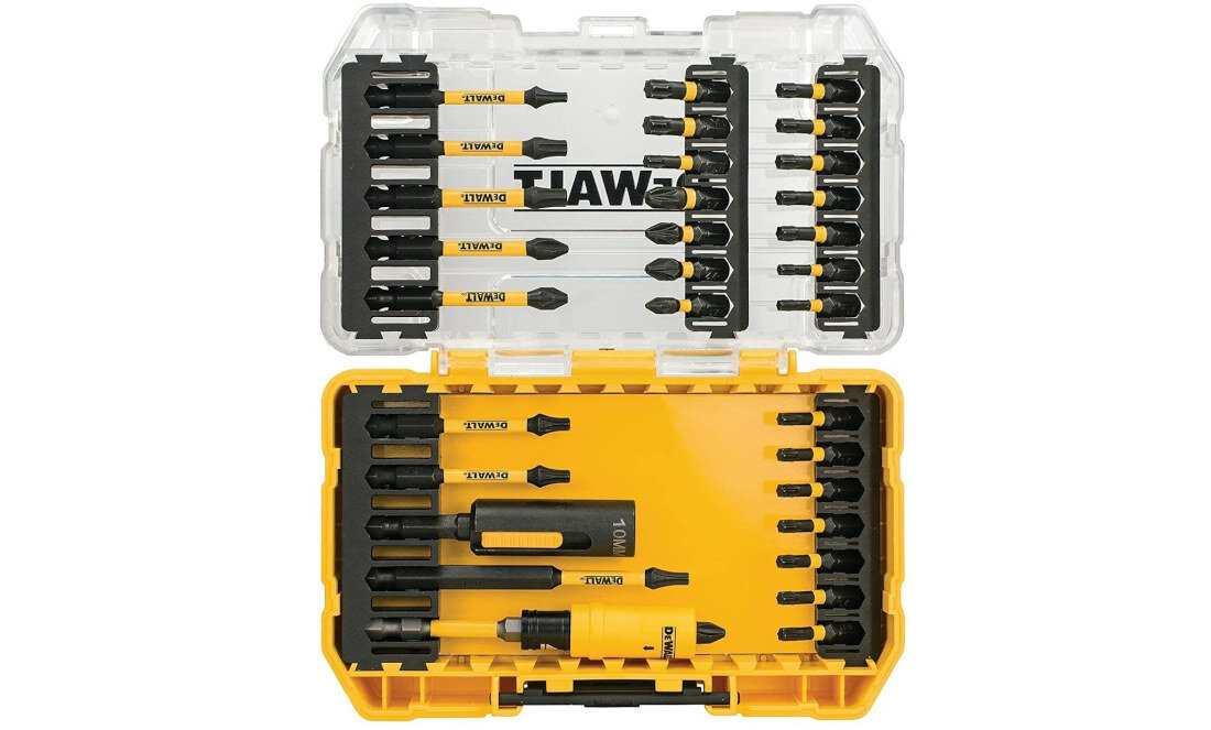 Zestaw koncowek wkretakowych DEWALT DT70747T-QZ doskonala pomoc wygodny dostep chwyt szesciokatny 1/4 w plastikowej kasetce