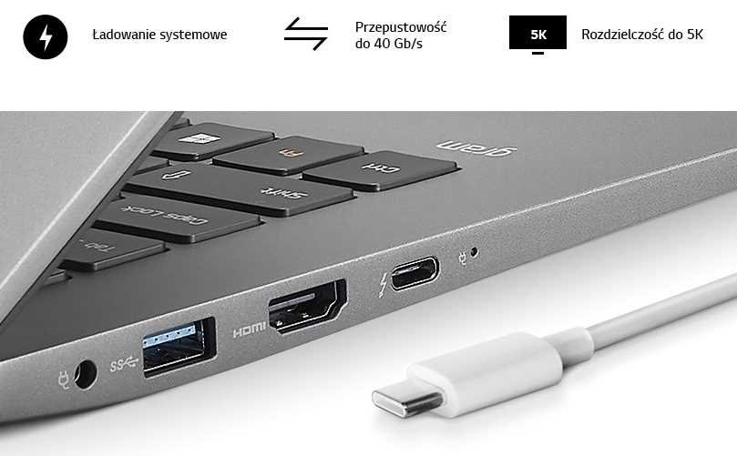 Laptop LG Gram 15Z90N-V - Thunderbolt 3