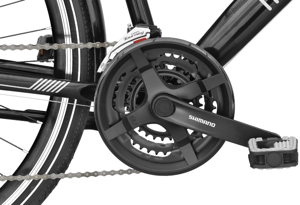 Rower trekkingowy INDIANA X-Road 1.1 D19 czarny akcesoria dzwonek stopka