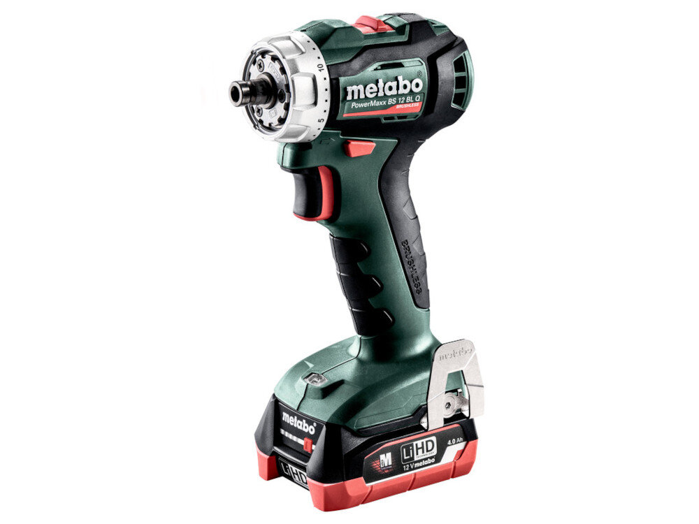 Wiertarko-wkrętarka akumulatorowa METABO PowerMaxx BS 12 BL (601038800) solidny uchwyt kompaktowa konstrukcja w profesjonalnych warsztatach w warunkach domowych ergonomiczna rękojeść okładzina antypoślizgowa