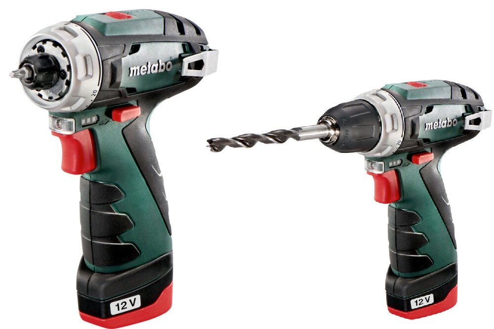 Wiertarko-wkrętarka akumulatorowa METABO PowerMaxx PowerMaxx BS Basic (600080500) w zestawie 2 akumulatory ładowarka walizka narzędziowa zaczep do paska magazynek na bity szybkomocujący uchwyt wiertarski instrukcja obsługi w języku polskim karta gwarancyjna
