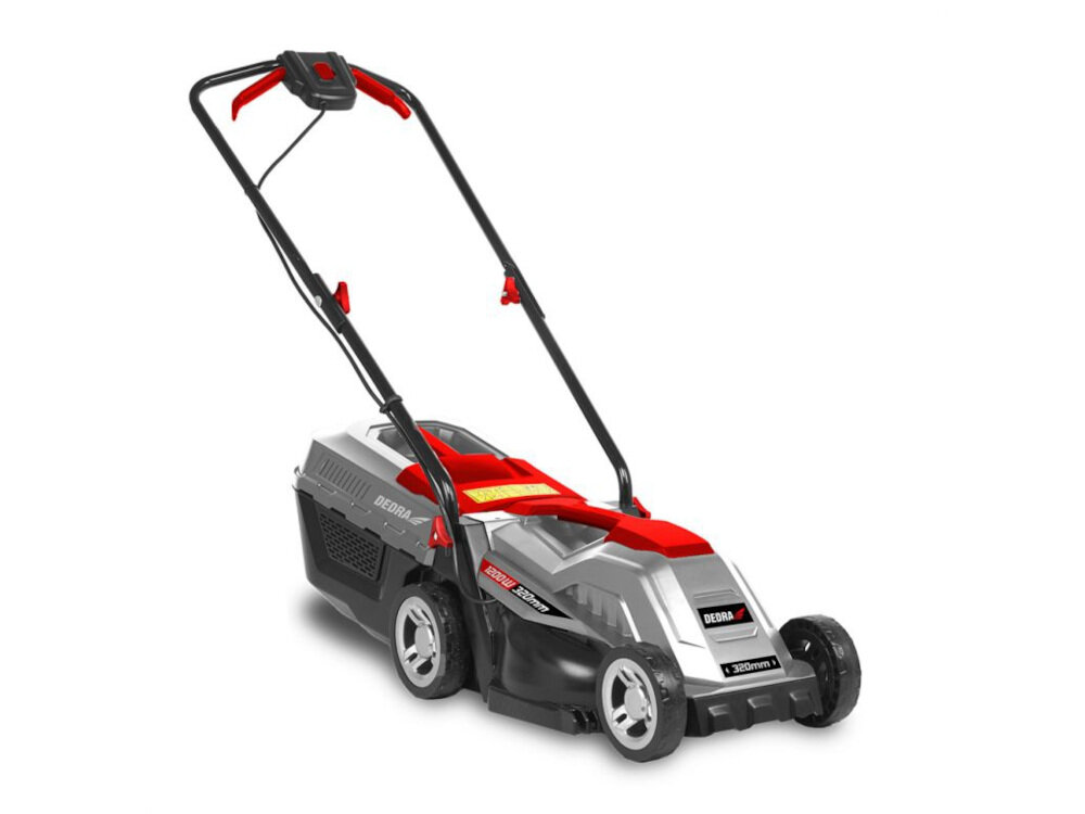 Kosiarka elektryczna DEDRA DED8707 1200W efektywne działanie intuicyjna obsługa kosz pojemność 30 litrów podzespoły z bardzo mocnych tworzyw