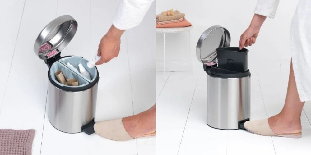 Kosz na śmieci BRABANTIA 280467 NewIcon 2x2 L Srebrny pojemność dwa pojemniki degregacja odpady Solidna konstrukcja wygodna pokrywa