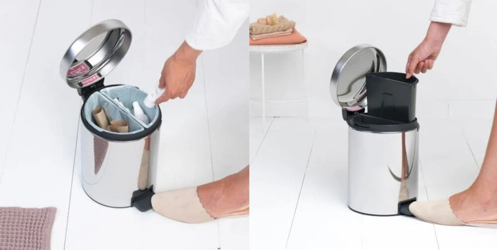 Kosz na śmieci BRABANTIA 280481 NewIcon 2x2 L Inox pojemność dwa pojemniki degregacja odpady Solidna konstrukcja wygodna pokrywa