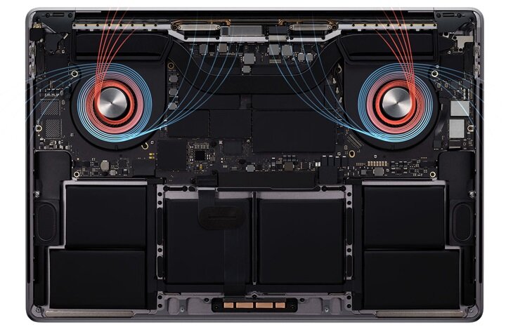 Laptop APPLE MacBook Pro 16 - chłodzenie 