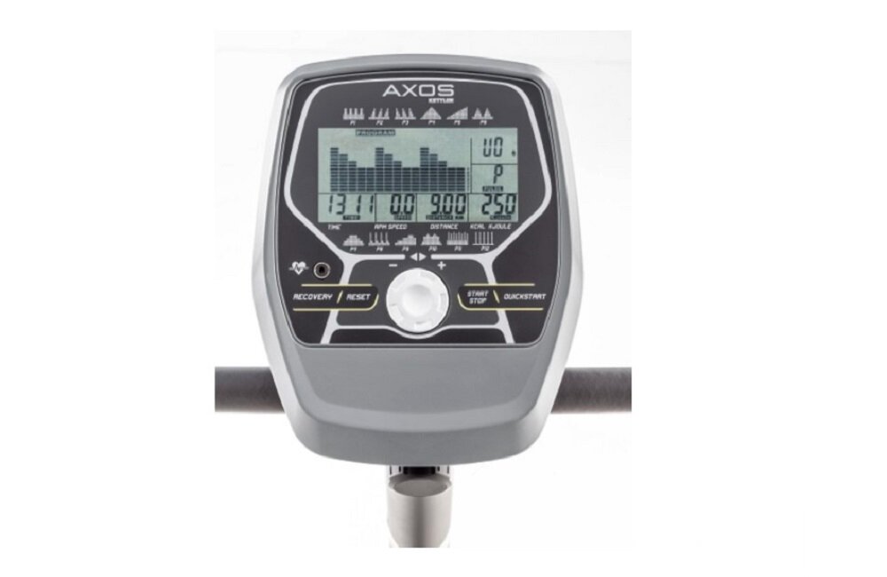 Orbitrek magnetyczny KETTLER Axos Nova P Komputer z intuicyjną obsługą zasilana bateriami Nie wymaga dodatkowego zasilacza czas treningu dystans zużycie energii tętno prędkość kadencja