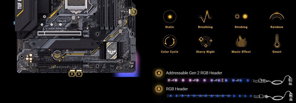 Płyta główna ASUS Tuf Gaming B460M-Plus - oswieltenie