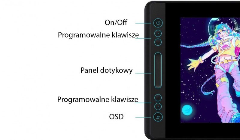 Tablet graficzny HUION Kamvas Pro 13 - programowalne klawisze wygoda