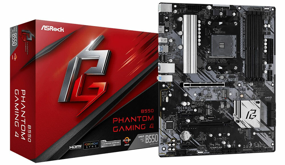 Płyta główna ASROCK B550 Phantom Gaming 4 - wygląd ogólny opakowanie chipset B550 AMD Ryzen wysoka wydajność